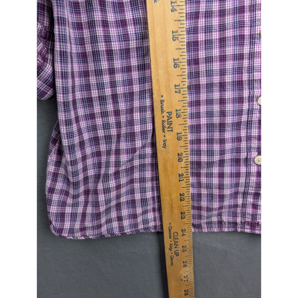Tommy Hilfiger Womens Purple Plaid Roll Tab Sleeve Button Down Shirt Size M - Picture 3 of 6